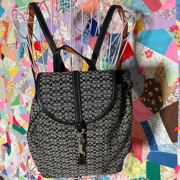 vintage y2k Coach backpack  6342 Legacy Signature C black grey Jacquard - Picture 1 of 10